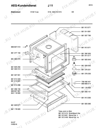 Взрыв-схема плиты (духовки) Aeg 5102V-W - Схема узла Section2