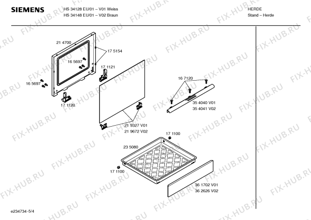 Взрыв-схема плиты (духовки) Siemens HS34148EU - Схема узла 04