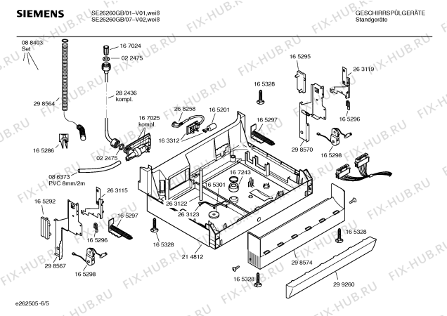 Взрыв-схема посудомоечной машины Siemens SE26260GB HYDROSENSOR, EXTRAKLASSE - Схема узла 05