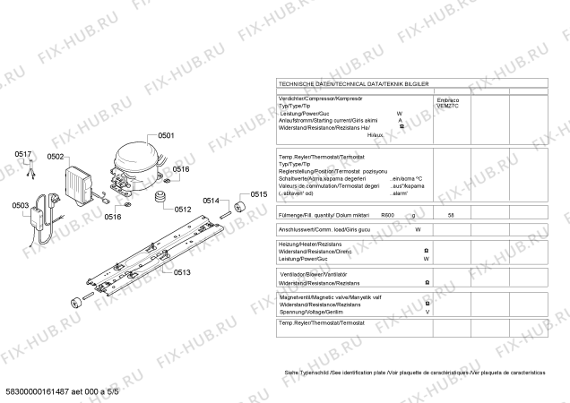 Взрыв-схема холодильника Siemens KD56NAW30N - Схема узла 05