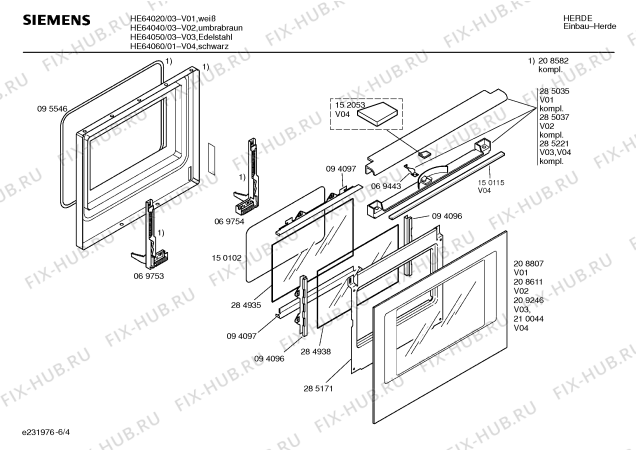 Схема №6 HE64050 с изображением Панель для плиты (духовки) Siemens 00285044