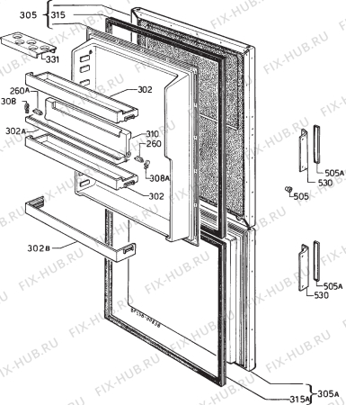 Взрыв-схема холодильника Faure 87.48-3 - Схема узла Door 003
