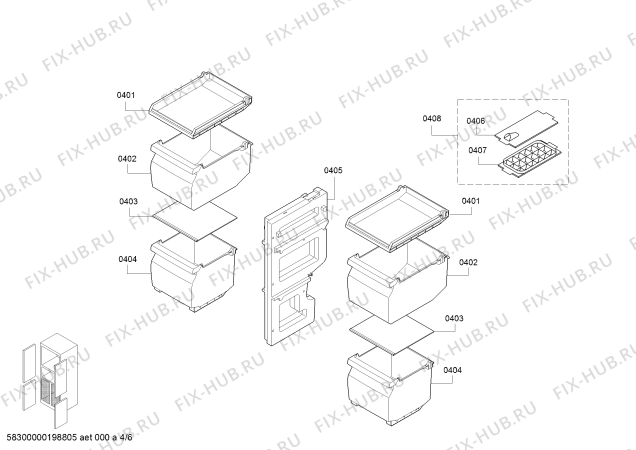 Схема №6 KMF40A60TI с изображением Выдвижной ящик для холодильника Bosch 00795781