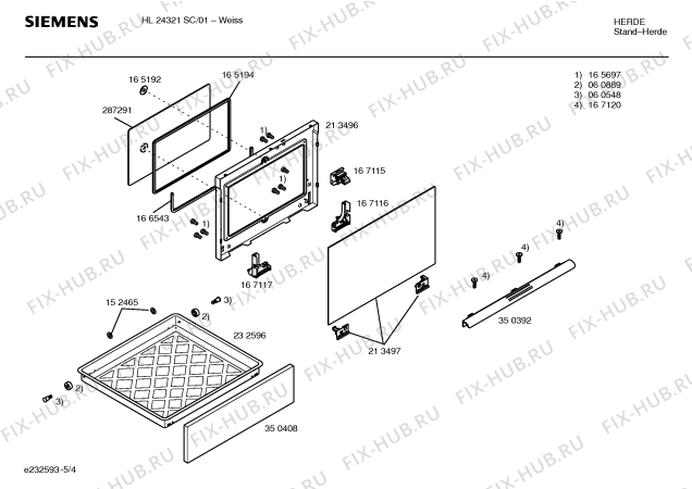 Схема №5 HL24321SC с изображением Стеклокерамика для электропечи Siemens 00234559
