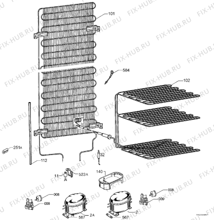 Взрыв-схема холодильника Aeg Electrolux 5995363067225 - Схема узла Cooling system 017