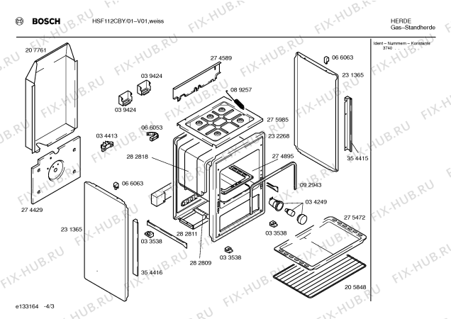 Взрыв-схема плиты (духовки) Bosch HSF112CBY - Схема узла 03
