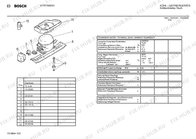 Взрыв-схема холодильника Bosch KTR7500 - Схема узла 03