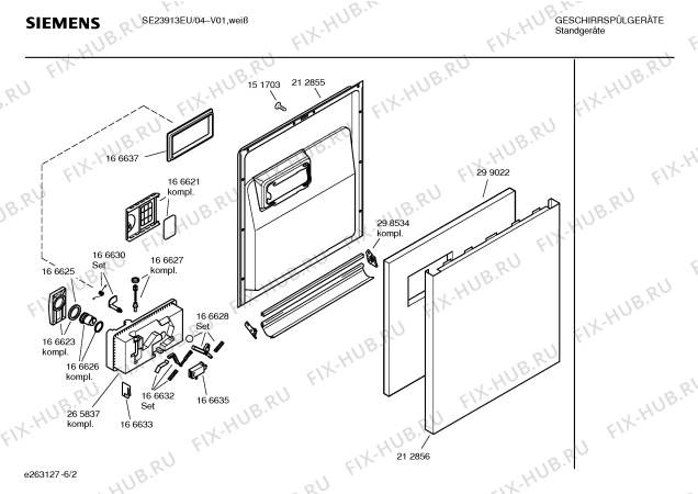 Схема №6 SE23913EU с изображением Инструкция по эксплуатации для посудомойки Siemens 00584028