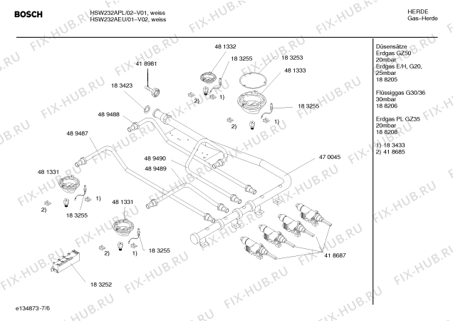 Взрыв-схема плиты (духовки) Bosch HSW232AEU - Схема узла 06