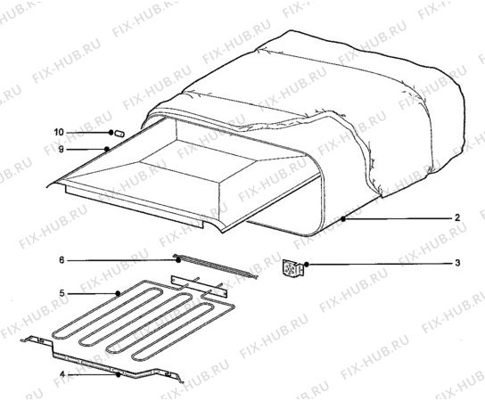 Взрыв-схема плиты (духовки) Tricity Bendix SB410WTS - Схема узла H10 Grill cavity assy