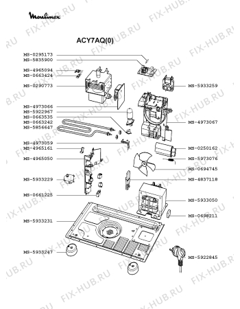 Взрыв-схема микроволновой печи Moulinex ACY7AQ(0) - Схема узла GP002046.4P3