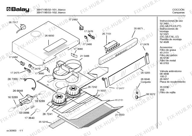 Схема №1 3BH719N с изображением Инструкция по установке/монтажу для вентиляции Bosch 00524028