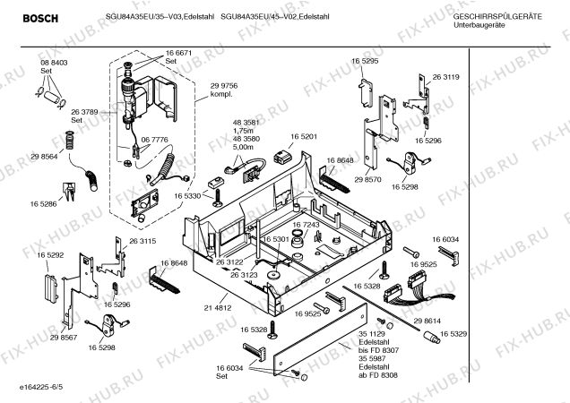 Взрыв-схема посудомоечной машины Bosch SGU84A35EU Exclusiv - Схема узла 05