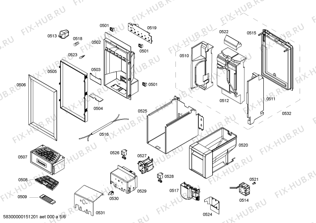 Схема №6 T18ID80NRP с изображением Панель для холодильной камеры Bosch 00701739