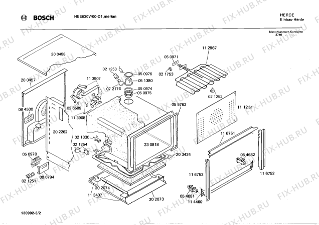 Взрыв-схема плиты (духовки) Bosch HEE630V - Схема узла 02