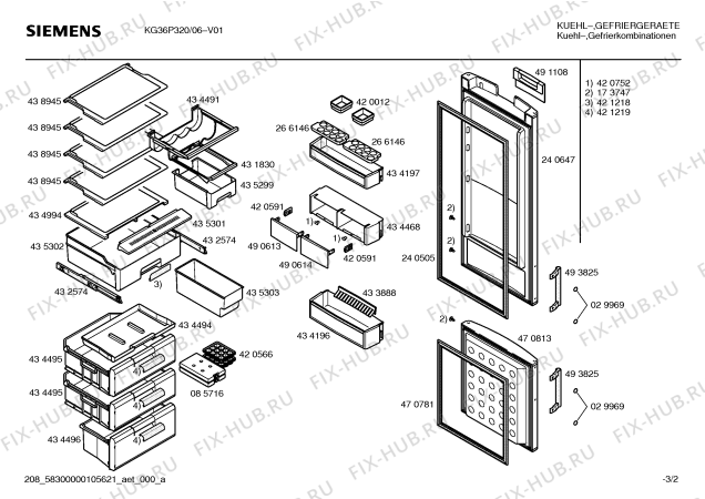 Схема №3 KG36P320GB с изображением Дверь для холодильника Siemens 00240647