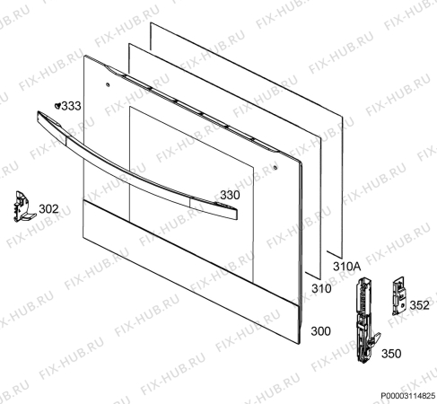 Взрыв-схема плиты (духовки) Zanussi ZOB65802XK - Схема узла Door