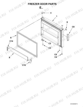 Схема №5 5VA9RXGFYW с изображением Дверца для холодильника Whirlpool 482000013645