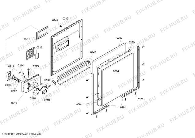 Схема №6 SGD47M06II с изображением Передняя панель для посудомоечной машины Bosch 00665283