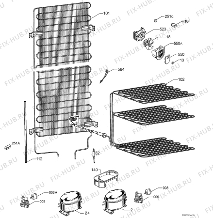 Взрыв-схема холодильника Electrolux ERA36502W8 - Схема узла Cooling system 017