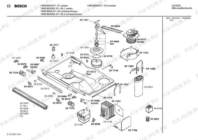 Взрыв-схема микроволновой печи Bosch HME8620NL - Схема узла 04