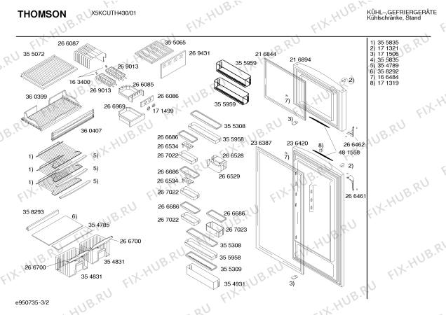 Взрыв-схема холодильника Thomson X5KCUTH430 - Схема узла 02