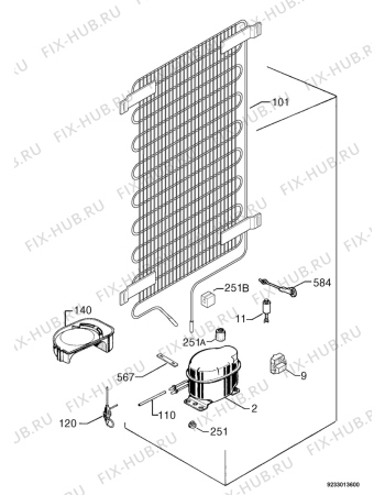 Взрыв-схема холодильника Privileg 372870_40915 - Схема узла Cooling system 017