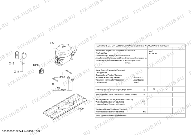 Взрыв-схема холодильника Profilo DF1033W3VV - Схема узла 03