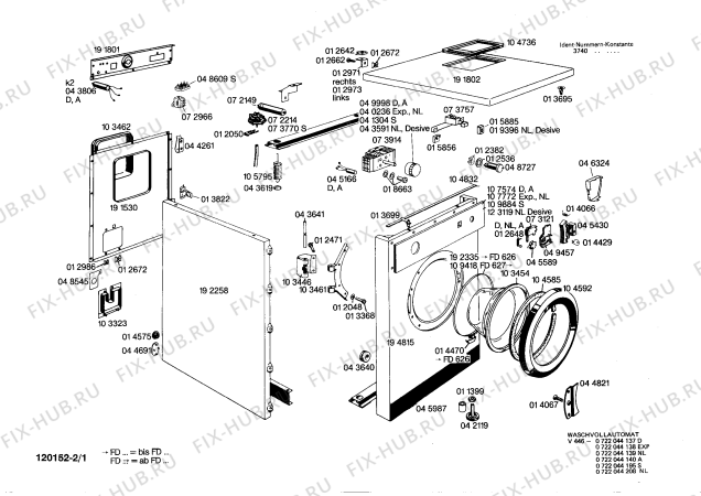 Схема №2 0722044099 V455 с изображением Крышка для стиралки Bosch 00107517