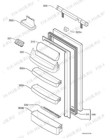 Взрыв-схема холодильника Juno Electrolux JRG94126 - Схема узла Door 003