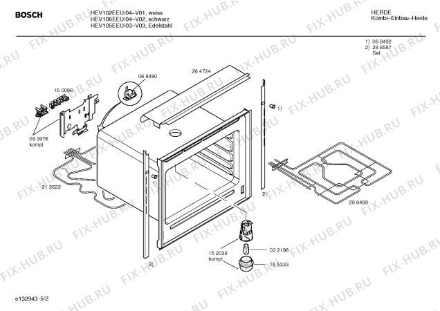 Схема №5 HEV106EEU с изображением Панель управления для духового шкафа Bosch 00295027