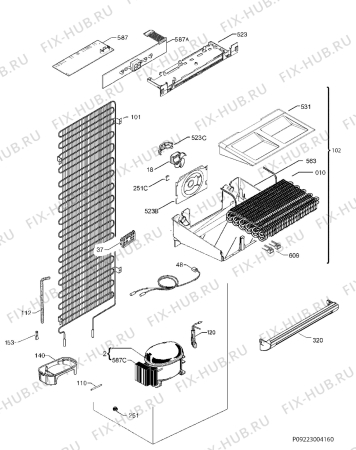 Взрыв-схема холодильника Privileg 445172_40768 - Схема узла Cooling system 017