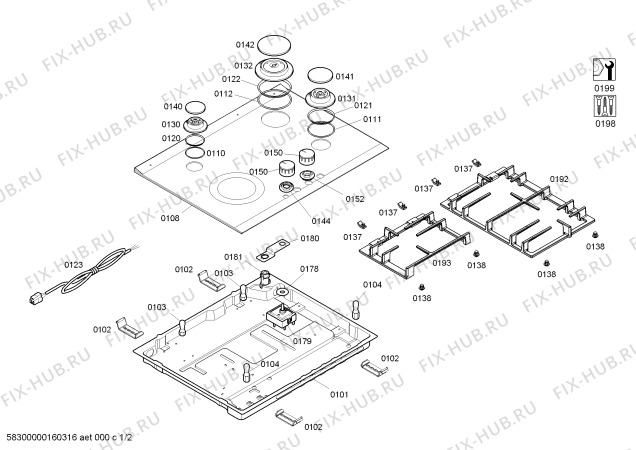 Схема №2 PRY626B90E ENC.PRY626B90E 3G+1E C60F IH5 BOSCH с изображением Включатель поджига для плиты (духовки) Bosch 00624677