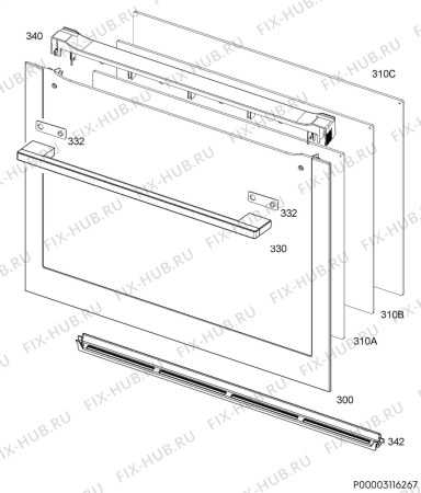 Взрыв-схема плиты (духовки) Husqvarna QCE8600X - Схема узла Door