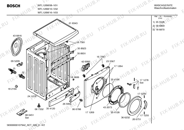 Взрыв-схема стиральной машины Bosch WFL120M WFL 120M - Схема узла 02