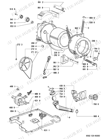 Взрыв-схема стиральной машины Whirlpool AWO 5461 - Схема узла