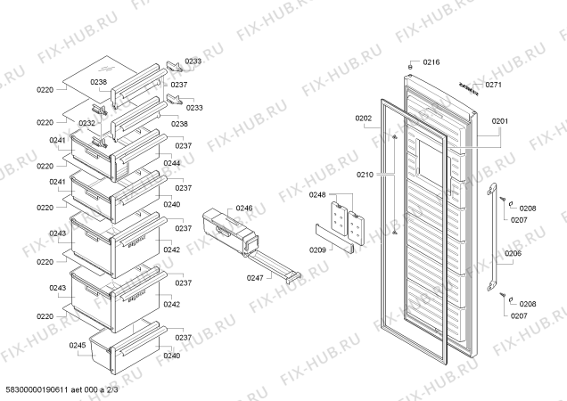 Взрыв-схема холодильника Siemens GS36NAI40 Siemens - Схема узла 02