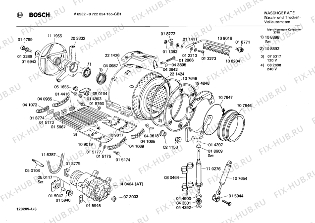 Схема №4 0722054165 V6932 с изображением Вставка для ручки для стиралки Bosch 00086199