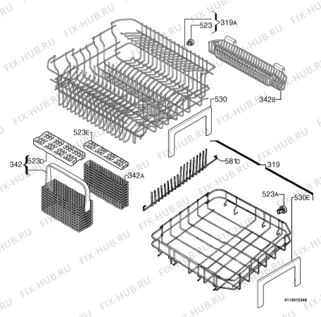 Взрыв-схема посудомоечной машины Rex Electrolux TT09E - Схема узла Basket 160
