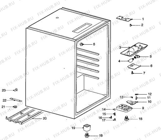 Взрыв-схема холодильника Zanussi ZFC135T - Схема узла Cabinet + armatures