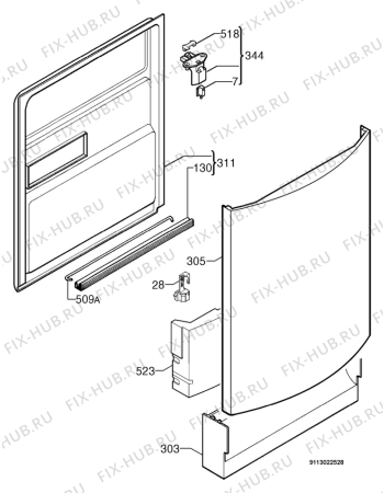 Взрыв-схема посудомоечной машины Rex Electrolux RTI925TX - Схема узла Door 003