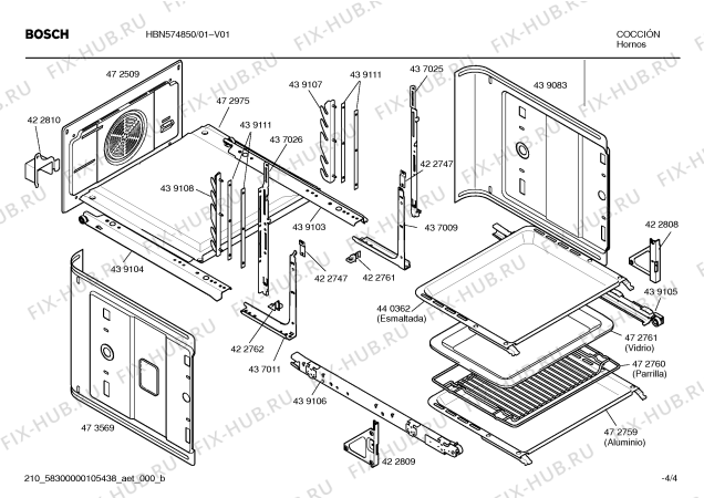 Взрыв-схема плиты (духовки) Bosch HBN574850 - Схема узла 04