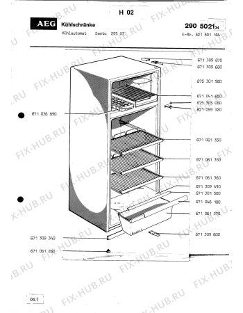 Взрыв-схема холодильника Aeg SANTO 225 DT - Схема узла Section1