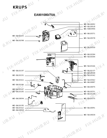 Взрыв-схема кофеварки (кофемашины) Krups EA901080/70A - Схема узла LP004984.5P3