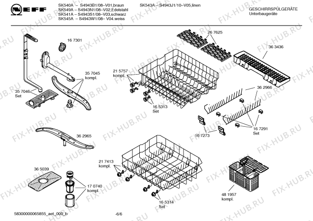 Взрыв-схема посудомоечной машины Neff S4943B1 Art.: SK 540A - Схема узла 06