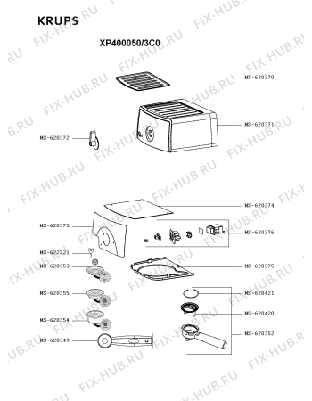 Схема №6 XP400050/3C0 с изображением Емкость для электрокофемашины Krups MS-620333