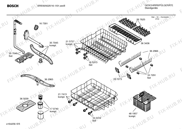 Взрыв-схема посудомоечной машины Bosch SRS56A02II - Схема узла 06