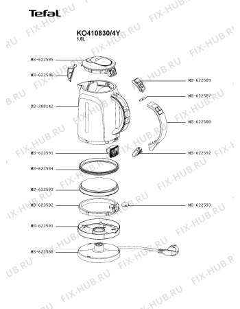 Схема №1 KO410830/4Y с изображением Прокладка для чайника (термопота) Krups MS-622582