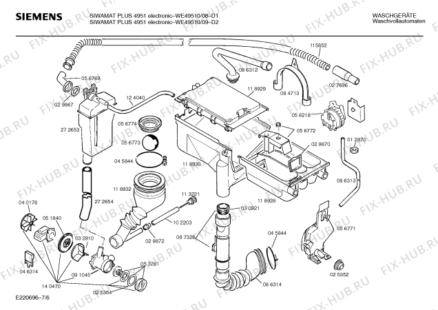 Схема №6 WE49510 SIWAMAT PLUS 4951 ELECTRONIC с изображением Плата для стиральной машины Siemens 00083232