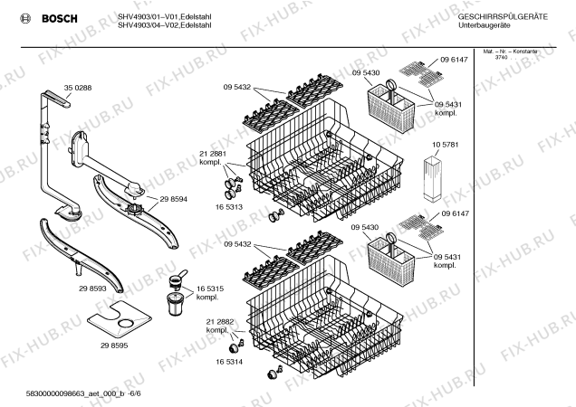 Взрыв-схема посудомоечной машины Bosch SHV4903 - Схема узла 06